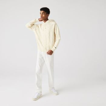 Lacoste LIVE Relaxed Fit Hooded Monogram Cotton Sweatshirt Pánské - Mikiny Béžový | CZ-p1qAc5